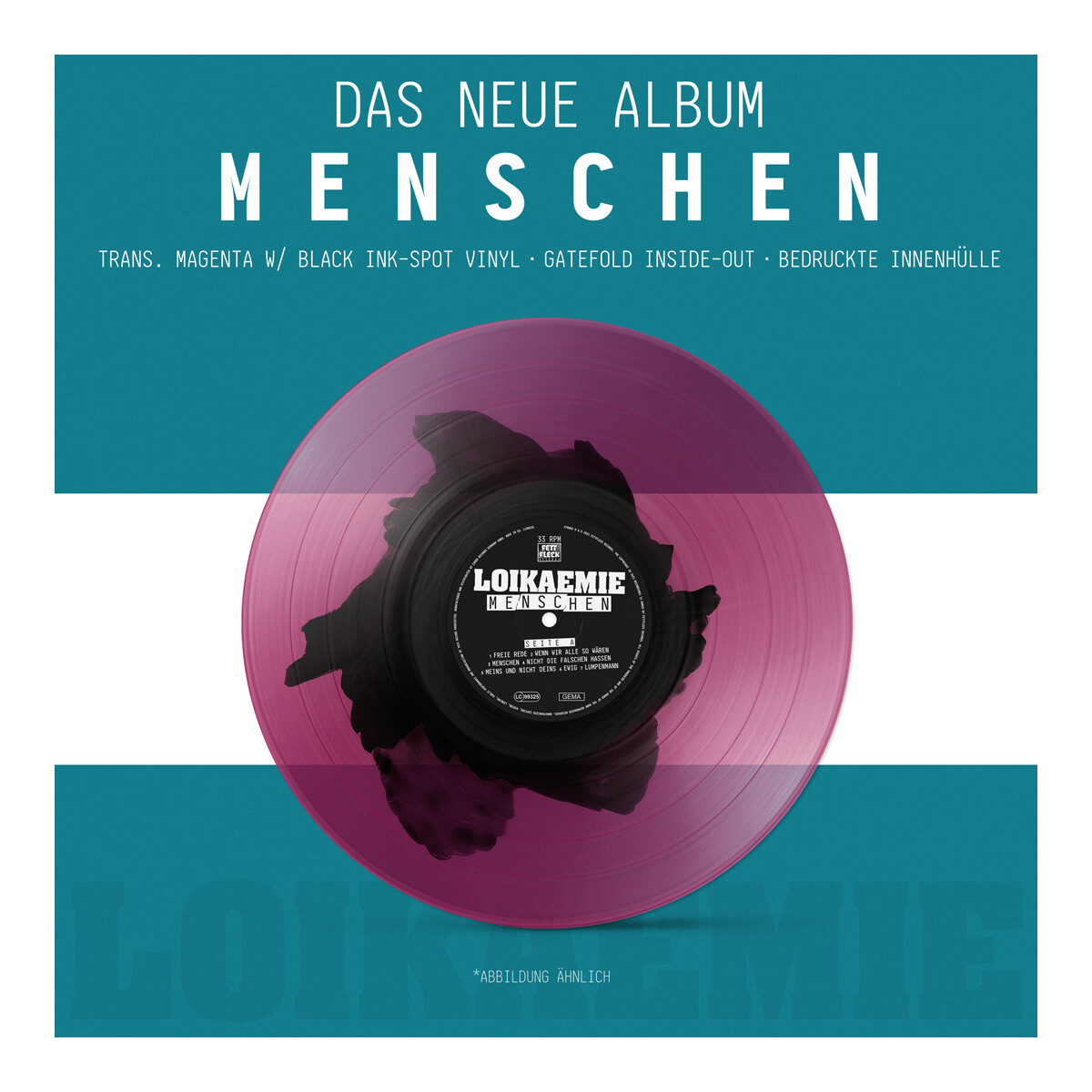 LP Menschen - Magenta transp. w/ Black Fettfleck Vinyl