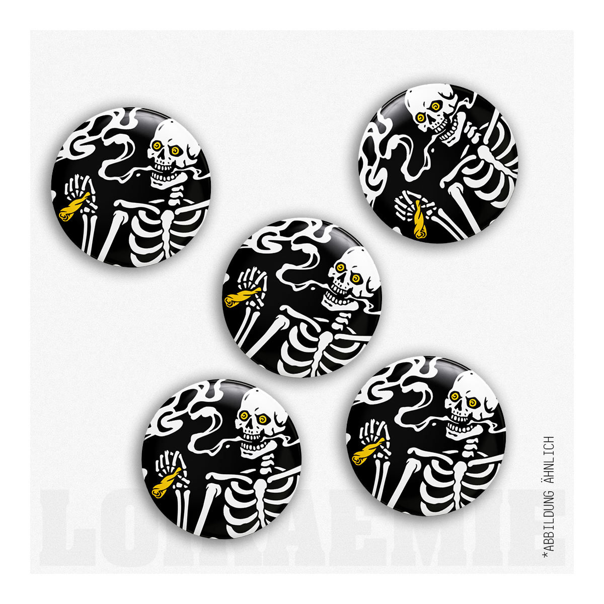 Button Smoking Skeleton Black