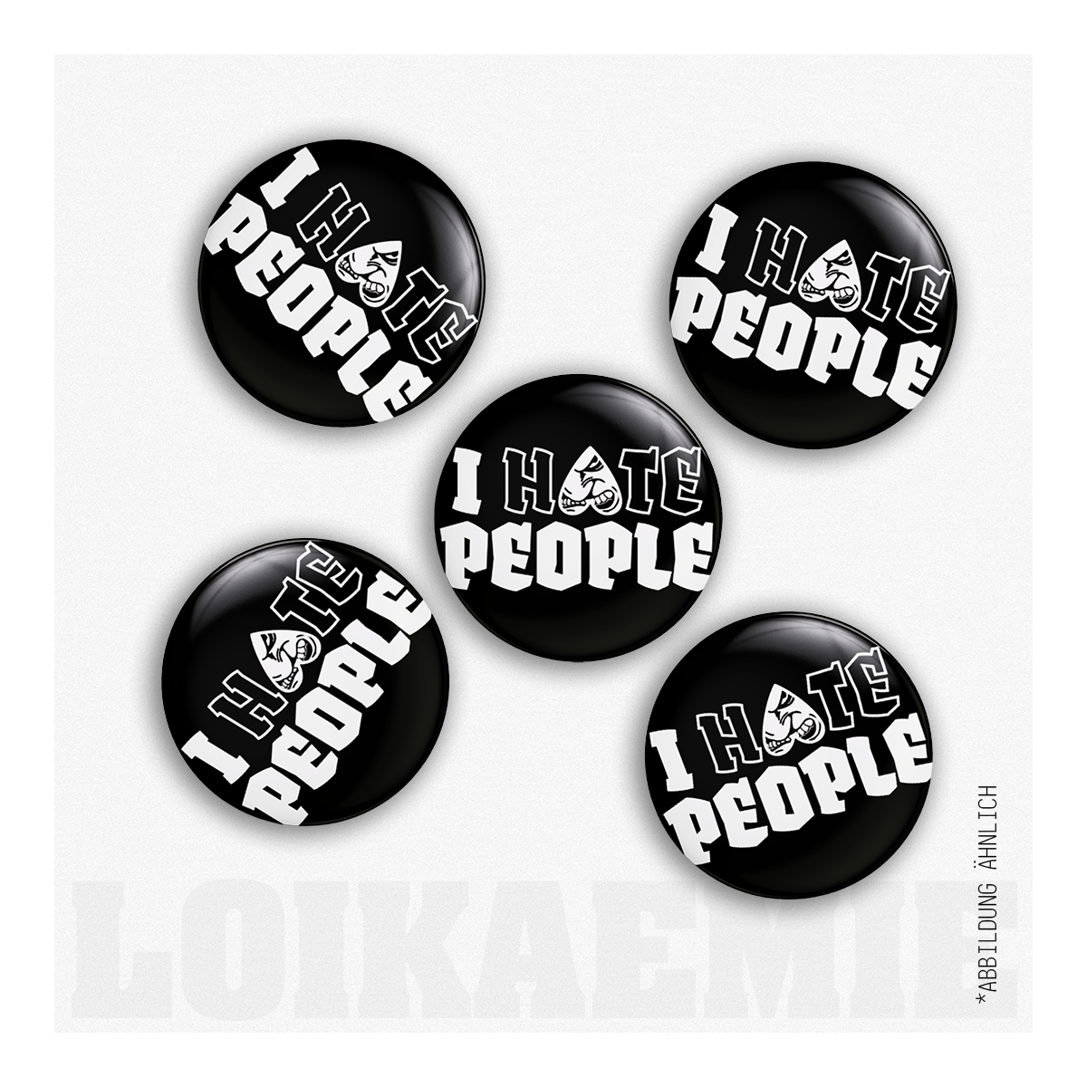 Button I Hate People Black