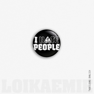 Button I Hate People Black