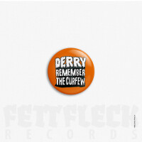 DERRY Button Remember The Curfew Orange